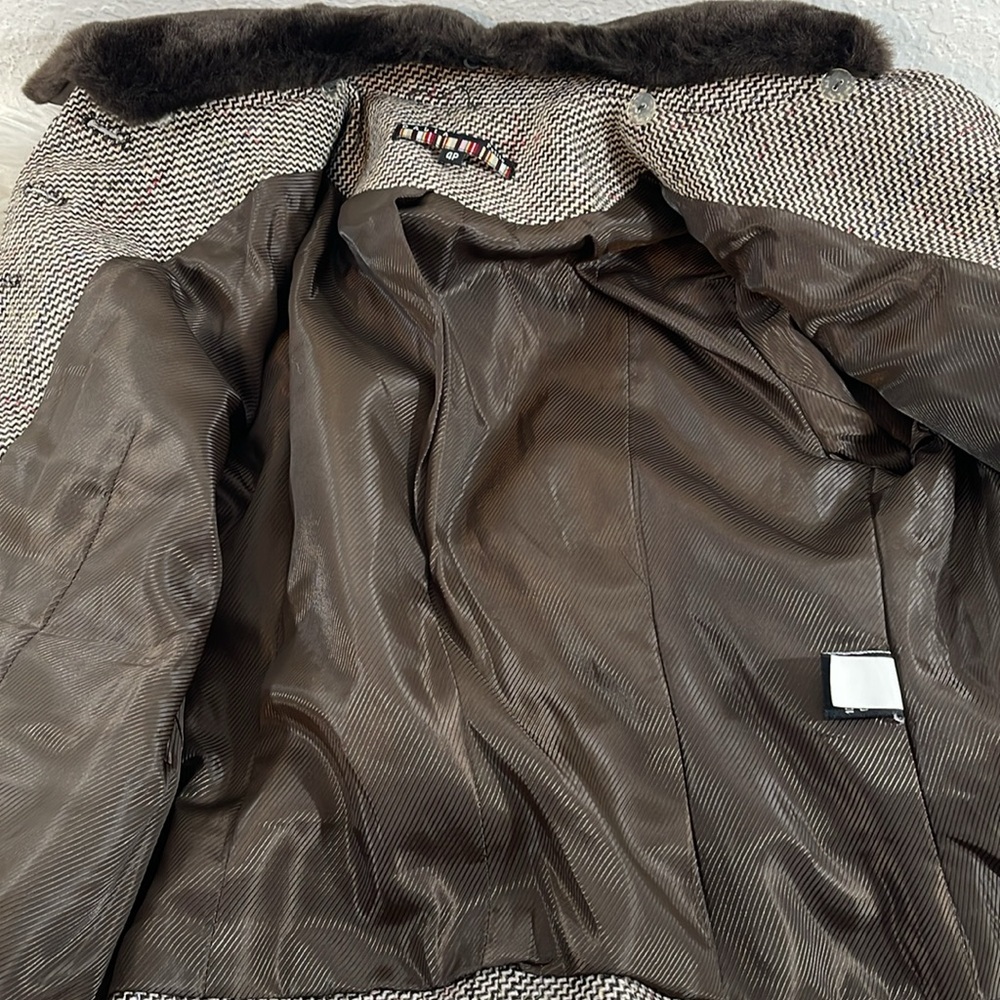 DALIA Tweed Jacket with Removable Faux Fur Collar Wool Blend Size 4P - Picture 5 of 9